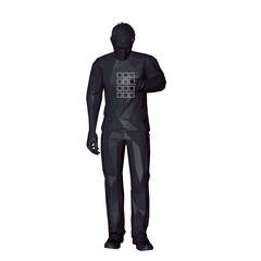 Man entering pin code. 3d Low poly vector illustration.