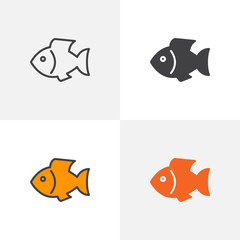 Aquarium fish icon. Line, glyph and filled outline colorful version, Outline and filled vector sign. Symbol, logo illustration. Different style icons set