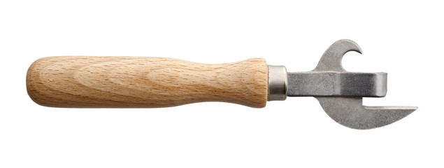 Traditional tin opener with wooden handle