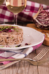 Risotto with red radicchio.