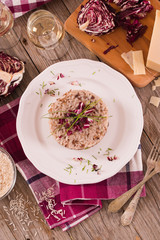 Risotto with red radicchio.