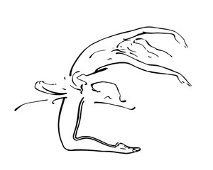 Dancing ballerina. Figure black line on a white background