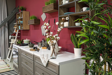 Interior of modern comfortable kitchen