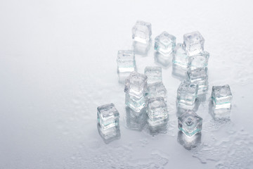 Ice cubes on a white background. Cooling Concept, Food Ice