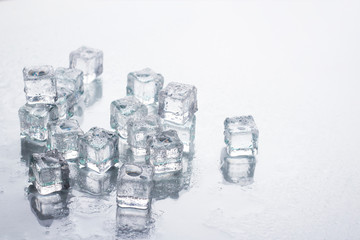 Ice cubes on a white background. Cooling Concept, Food Ice