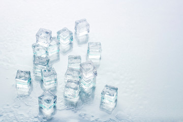 Ice cubes on a white background. Cooling Concept, Food Ice
