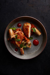 Chicken, prawn and sausage with risotto