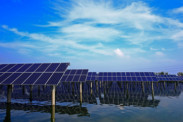 Solar panels on the water