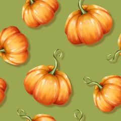 Seamless pattern with orange pumpkins . Halloween cute background