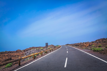 Empty road through Tenerife Island