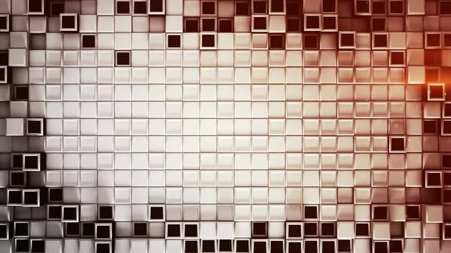 Frame of black and white cubes and free space with red light flares. Abstract motion background. 3D render seamless loop animation 4k UHD 3840x2160