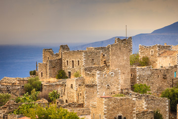 Obraz premium Tower houses in Vathia Greece Mani Peninsula