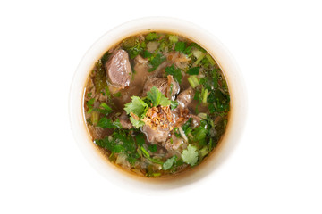 Bone soup in bowl.