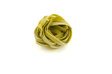 Uncooked pasta on white background