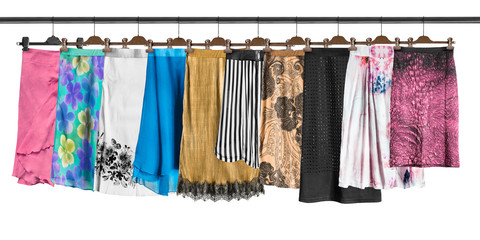 Hanging skirts isolated