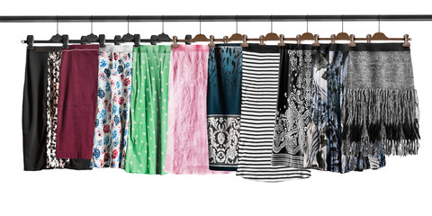 Hanging skirts isolated