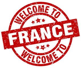 welcome to France red stamp