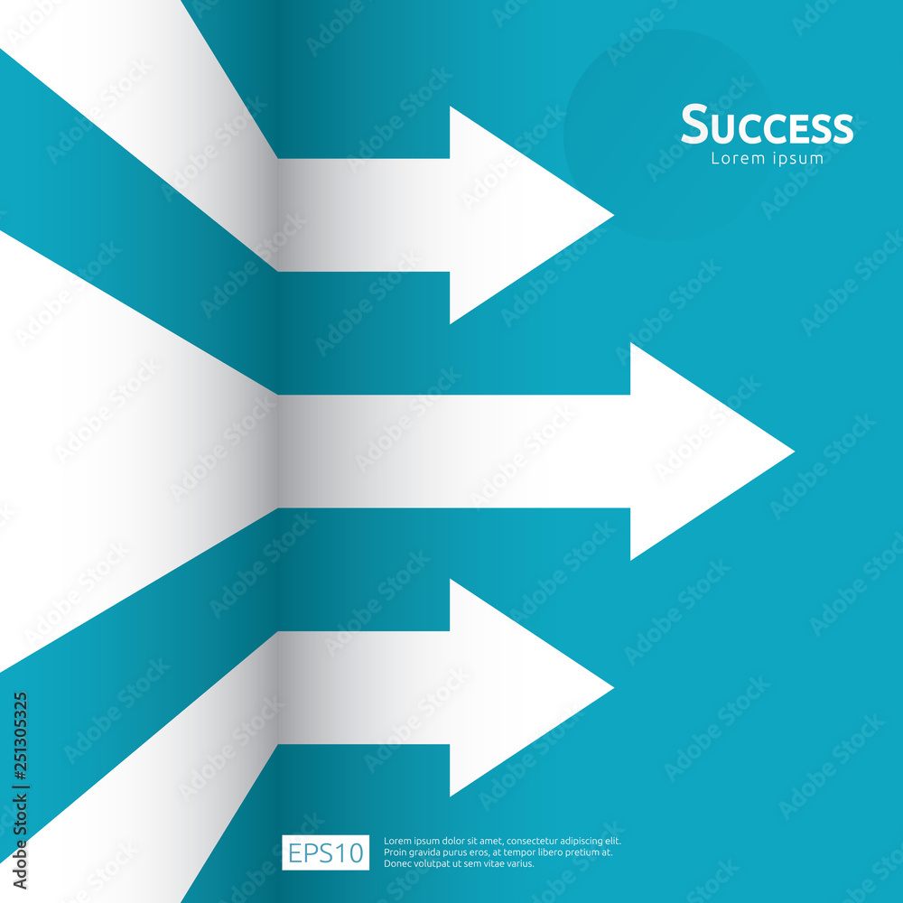 Wall mural business arrow target direction concept to success. finance growth vision stretching rising up. bann