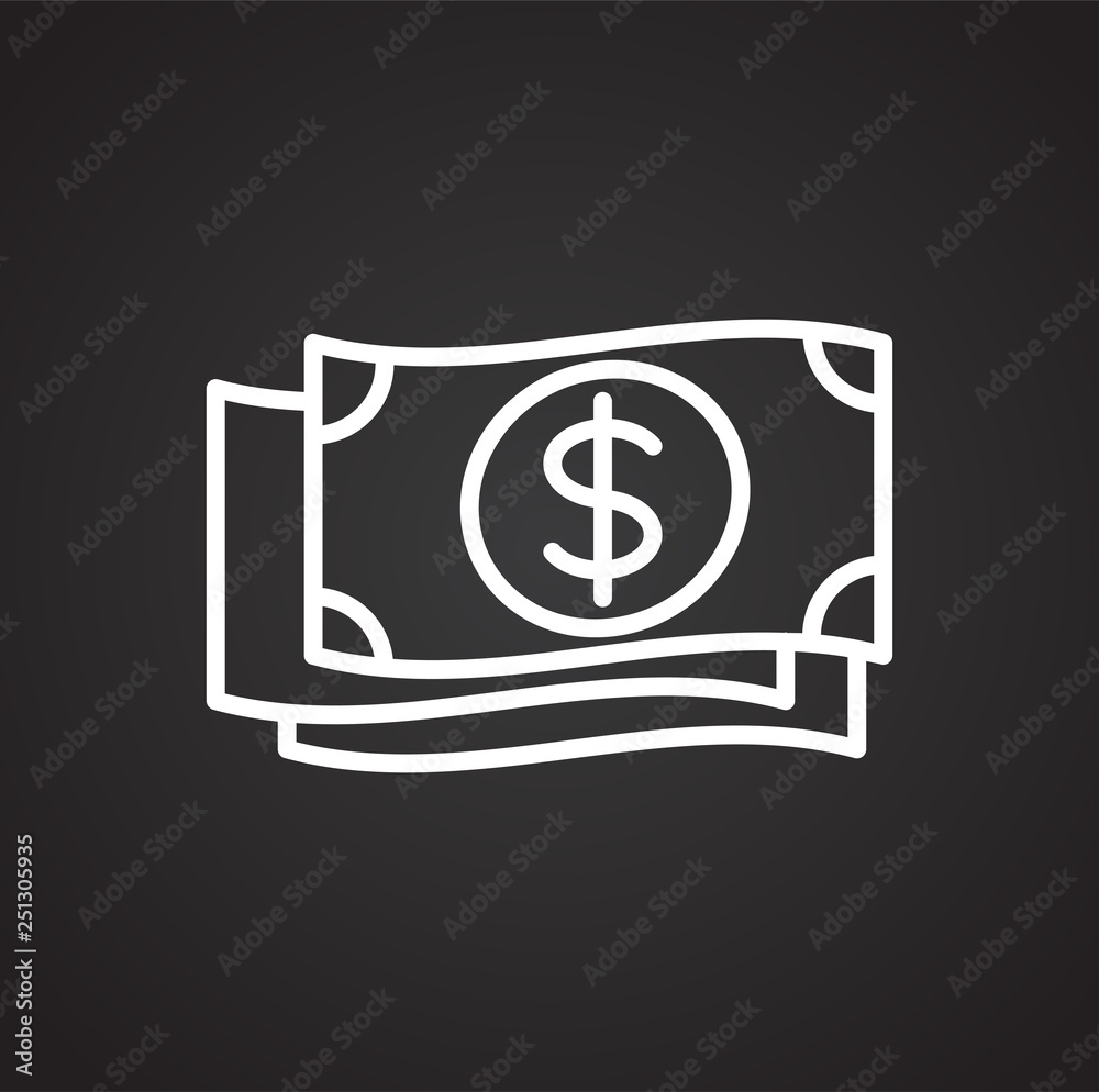 Fototapete Cash dollar line icon on black background for graphic and web design, Modern simple vector sign. Internet concept. Trendy symbol for website design web button or mobile app