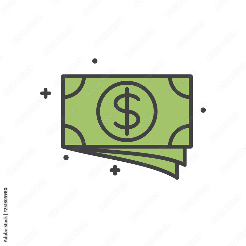 Poster cash dollar line icon on white background for graphic and web design, modern simple vector sign. int