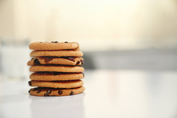 Delicious, tasty american cookies with raisins.