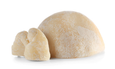 Tasty cheese on white background