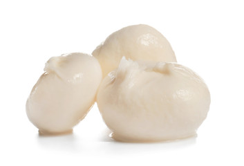 Tasty cheese on white background