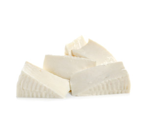 Tasty cheese on white background