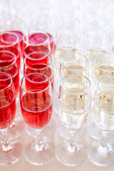 Wedding glasses filled with champagne