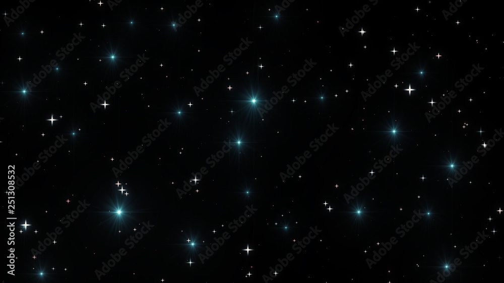 Wall mural night sky with stars sparkling on black background