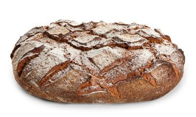 Delicious fresh bread on white background