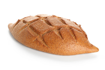 Delicious fresh bread on white background