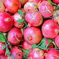 real bad looking organic pomegranate fruits top view