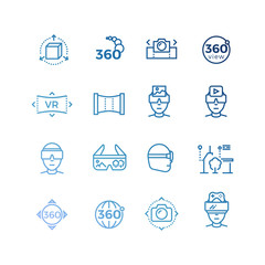Virtual reality line icons and device collection. Gadget mobile for video, glasses vr illustration