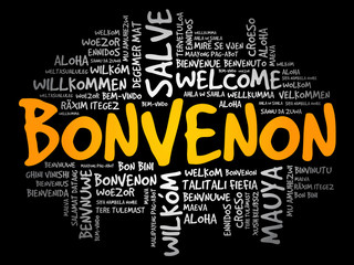 Bonvenon (Welcome in Esperanto) word cloud in different languages