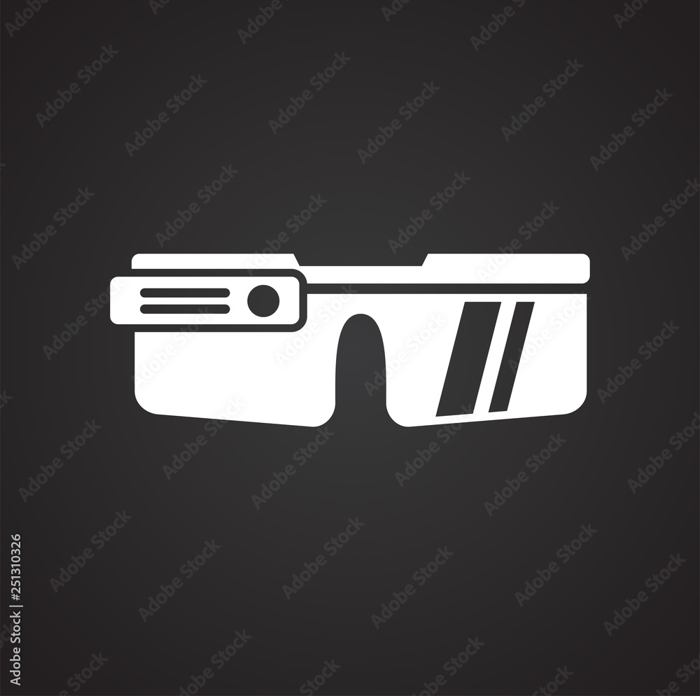 Poster smart gogles icon on black background for graphic and web design, modern simple vector sign. interne