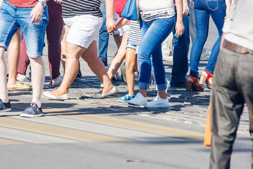 pedestrians at a pedestrian crossing