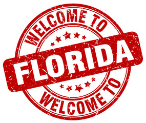 welcome to Florida red round vintage stamp