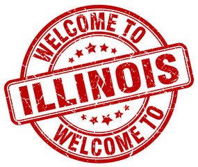 welcome to Illinois red round vintage stamp