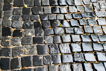 Granite cobblestoned pavement background