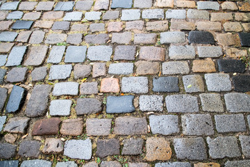 Granite cobblestoned pavement background