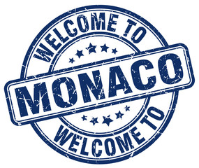 welcome to Monaco blue round vintage stamp