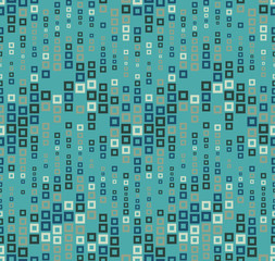 Seamless pattern on a color background.Has the shape of a wave.Consists of through geometric elements of square shape in color.Useful as design element for texture, pattern and artistic compositions.