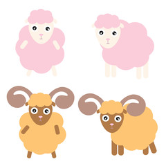 Sheep icon set. Cartoon set of sheep vector icons for web design