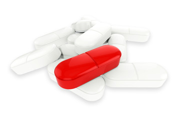 Medicines Collection® – Red & White pills - obrazy, fototapety, plakaty