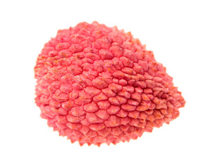 Ripe pink lychee isolated on white background