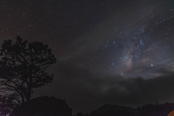 a glimpse of milky way from foggy mountain
