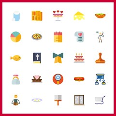 25 table icon. Vector illustration table set. work tools and pizza icons for table works