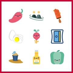 9 cooking icon. Vector illustration cooking set. bucket and radish icons for cooking works