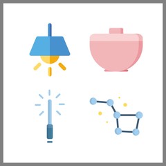 4 glow icon. Vector illustration glow set. lightsaber and lamp icons for glow works